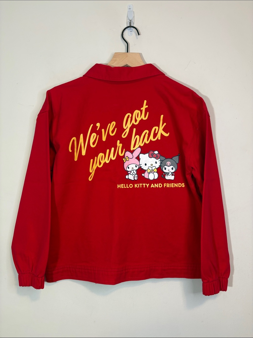 Red Hello Kitty & Friends Sanrio Sweets Cupcake Red Mechanic Style Denim Jacke5